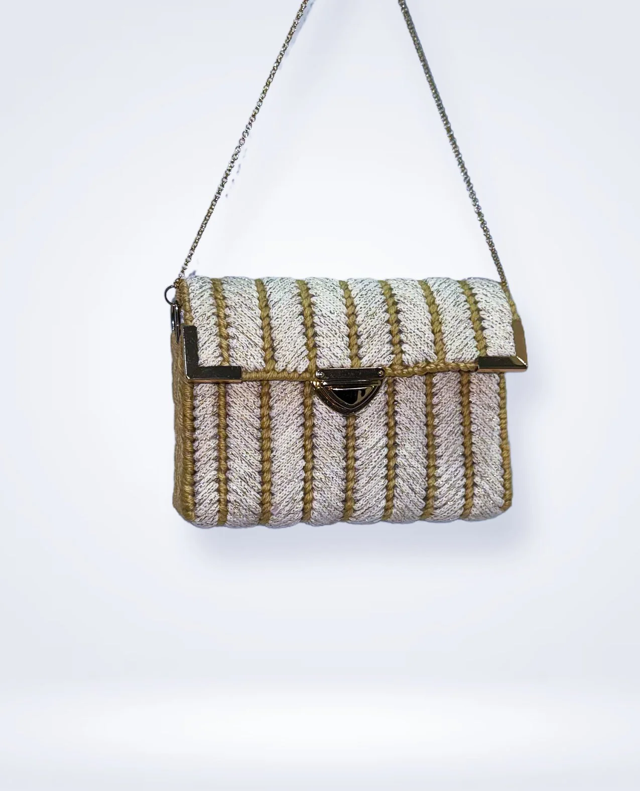Ivory Gold Crochet Bag