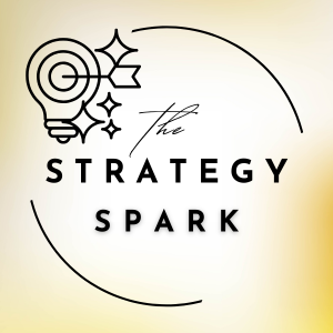 Logo for 'The Strategy Spark' featuring a graphic of a lightbulb, stars, and a spiral, with the text 'The Strategy Spark' in bold.