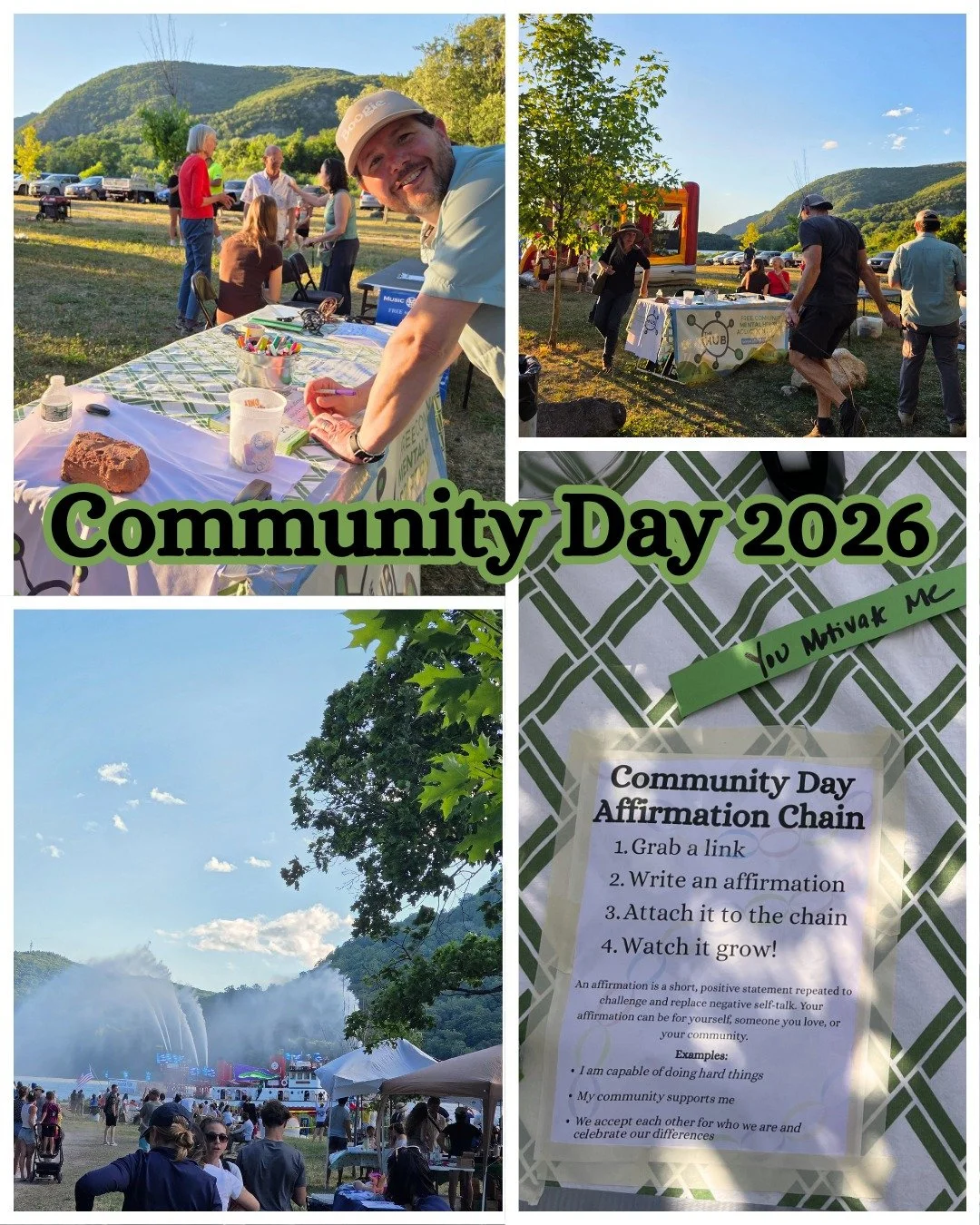 What a beautiful day by the river at Community Day! Thank you to everyone who stopped by The Hub's table and added a link to our Community Affirmation Chain. We loved watching the chain grow link by link. A special thank you to all of the volunteers 