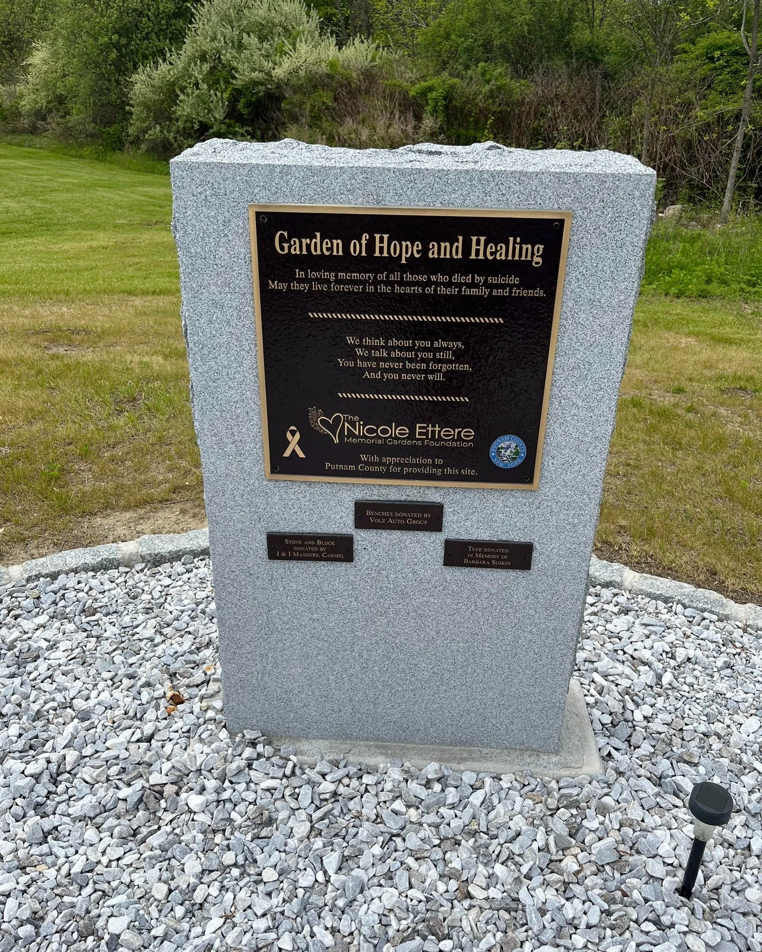 Sharing a snippet from The Highlands Current with an update about the installation of a memorial garden in our community by the Nicole Ettere Memorial Gardens Foundation. Roy and Lucille Ettere are the facilitators of The Hub's Support Group for Suic
