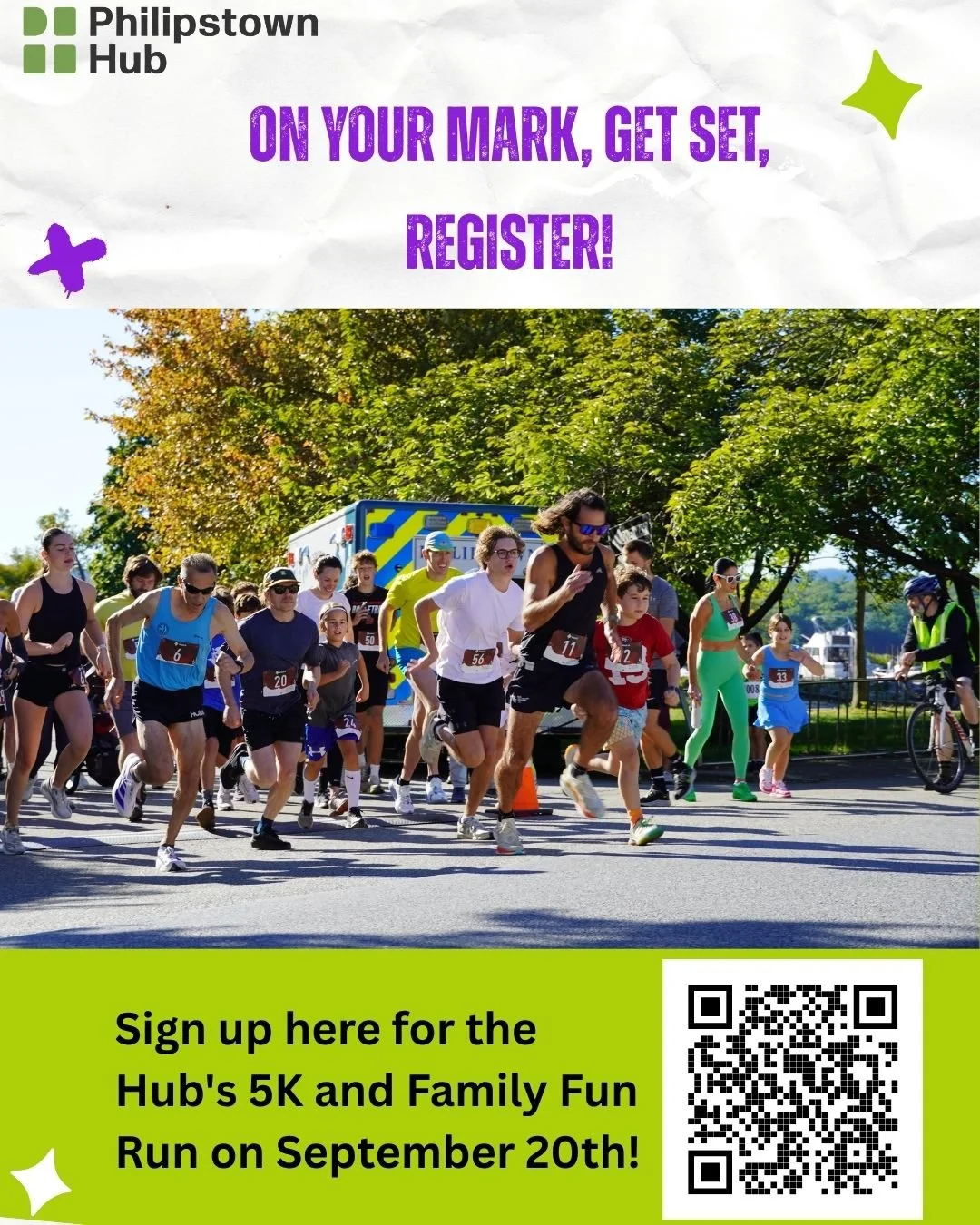 On your mark, get set, register! Time to sign up for The Hub's 5K and Family Fun Run on Sunday September 20th! 

Register and get more information here!
https://runsignup.com/Race/NY/ColdSpring/Hub5kandFamilyFunRun

Questions? Email us at Admin@Phili