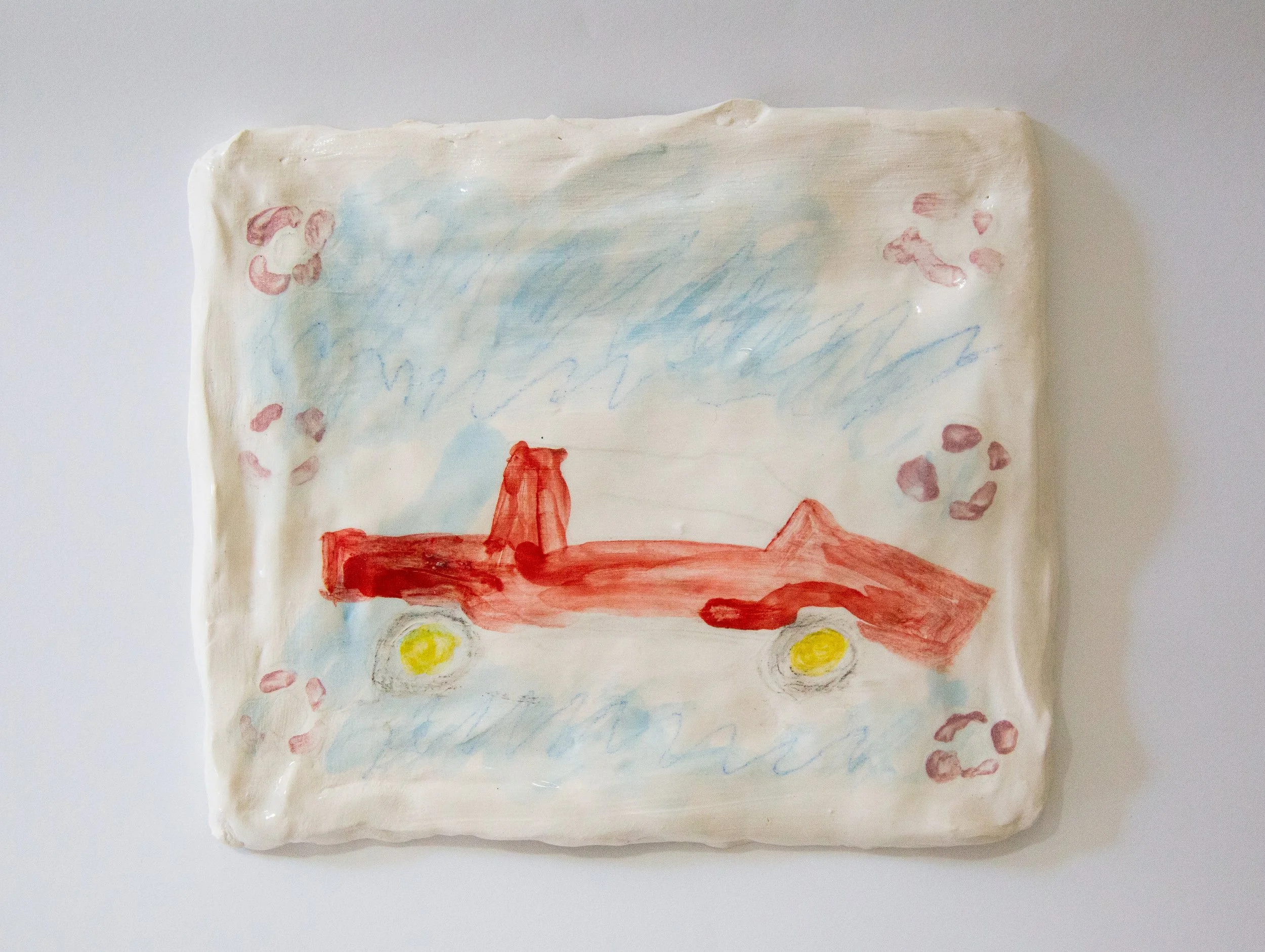 Pink flowers, red car.jpg