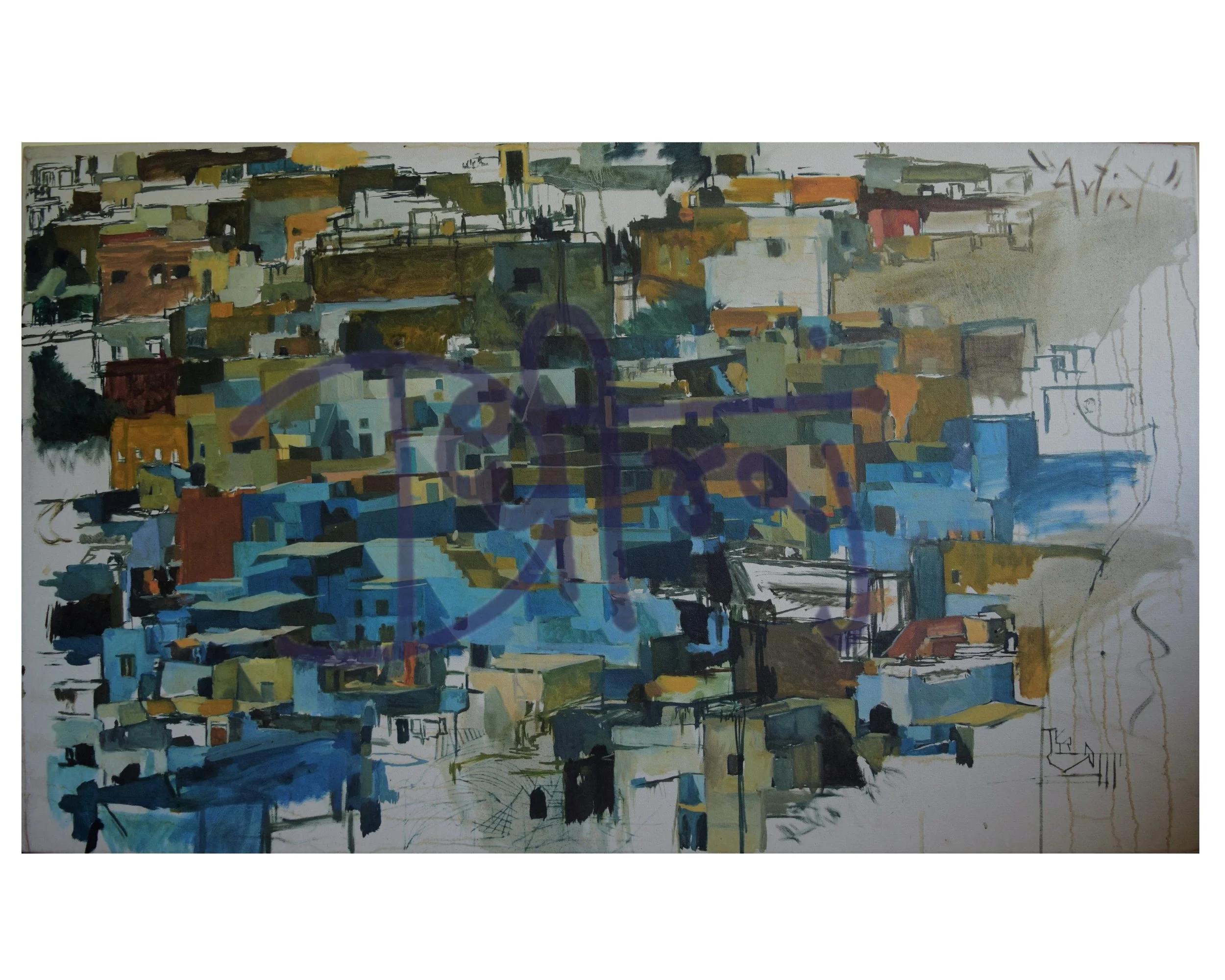 ' Blue city ' :  Art print on high quality archival paper