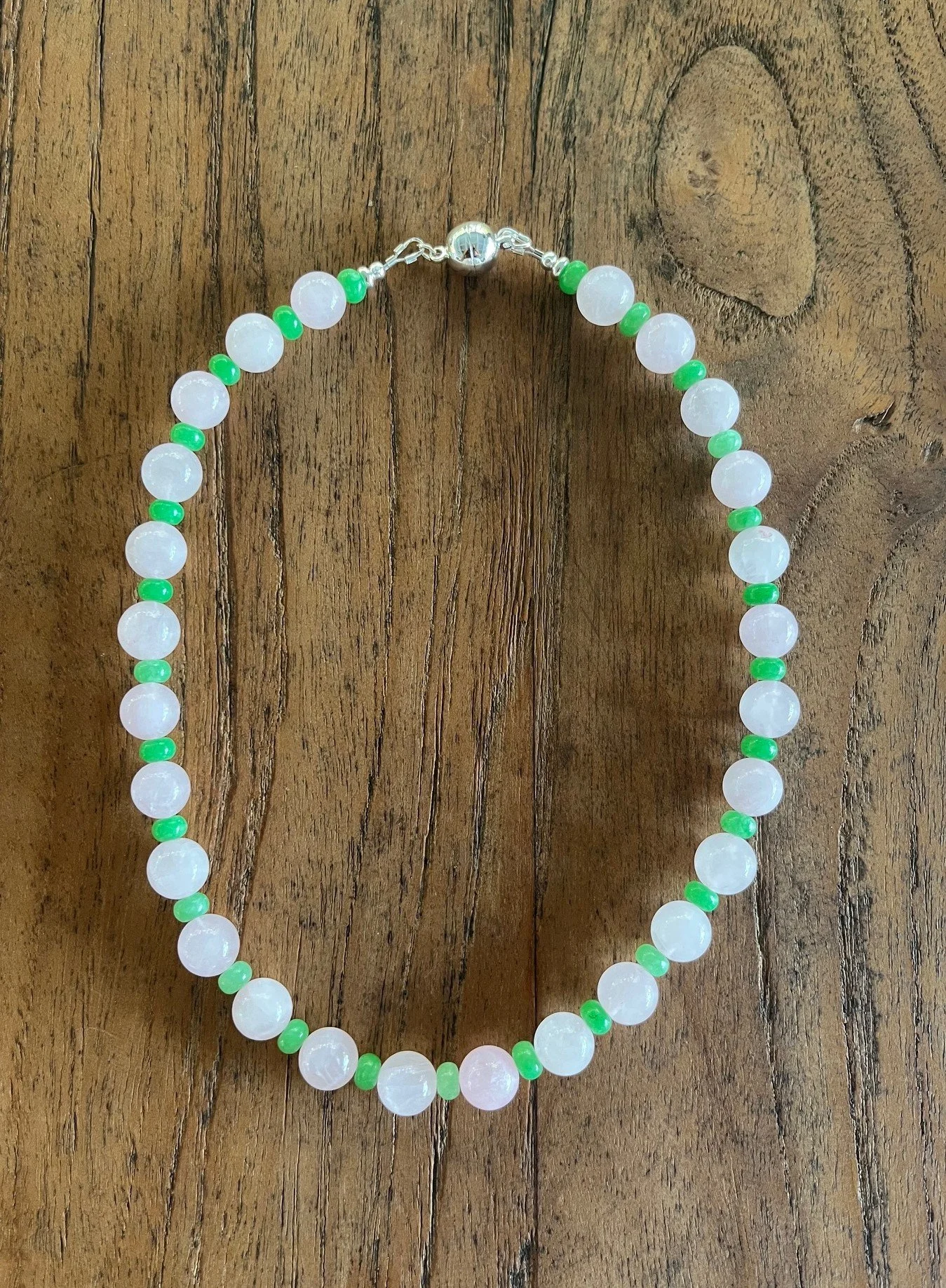 "JODIE LEE"    An elegant Rose Quartz & Jade Beaded Necklace