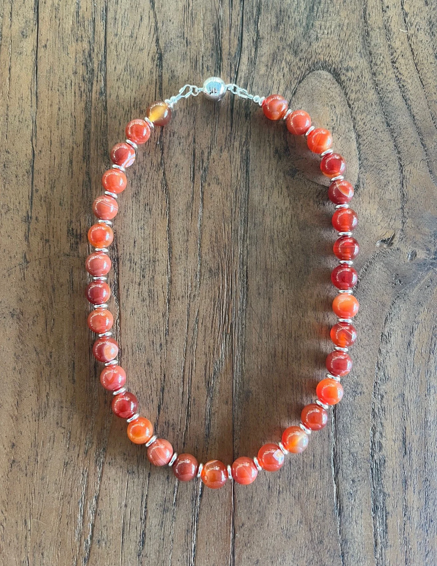 "PAULA LYNNE"   An effortlessly chic bright and warm Carnelian Beaded Necklace