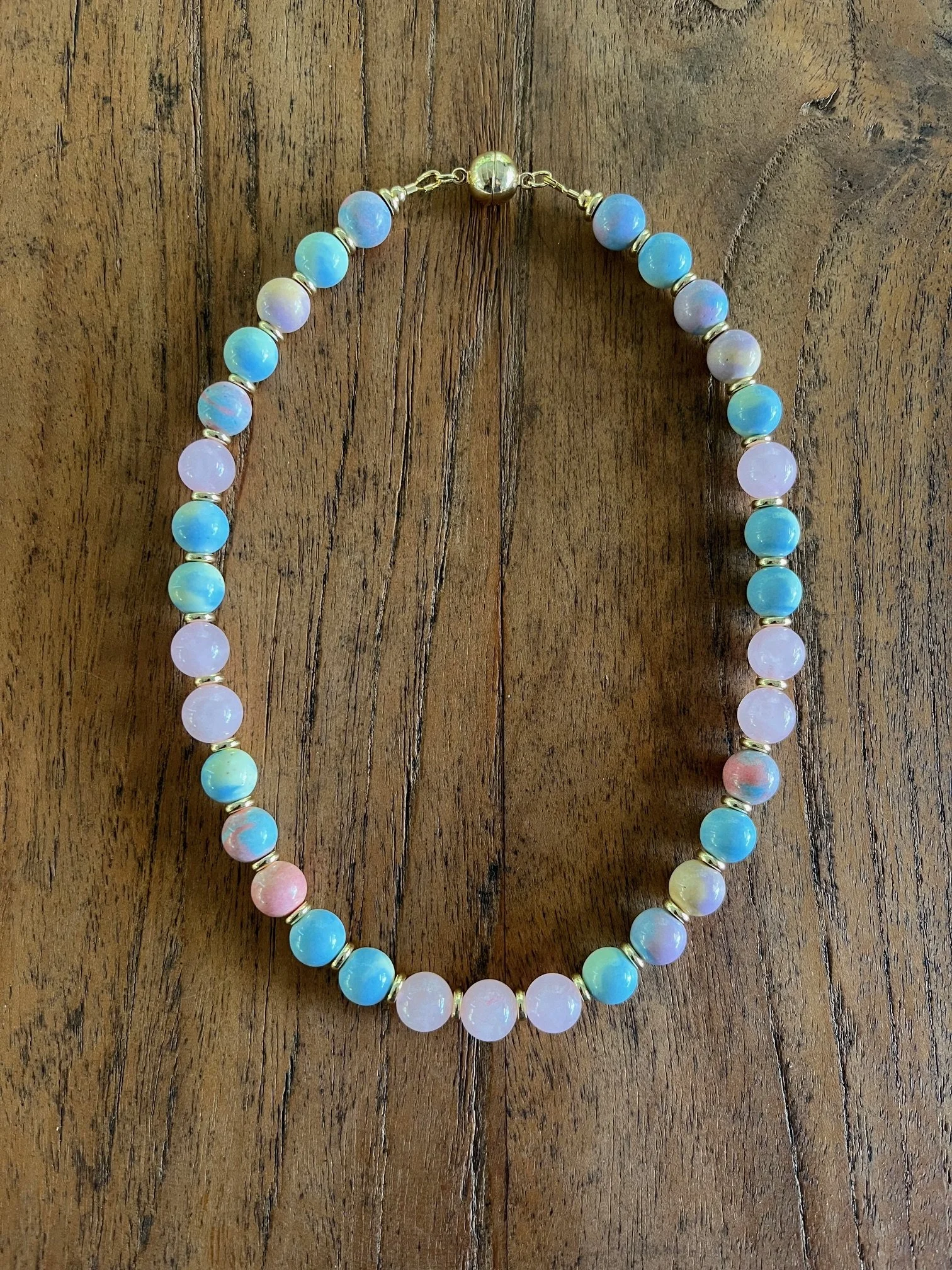 "OLIVE MAE" A joyful and grounding Alashan Agate and Rose Quartz Beaded Necklace
