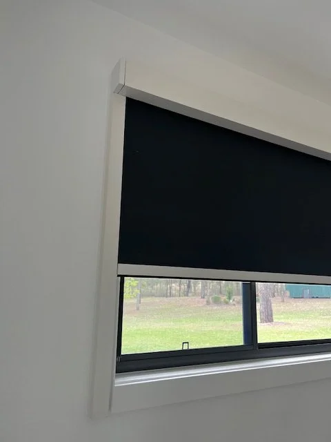 Black Roller Blind with Casette and Side Channel Blockout System