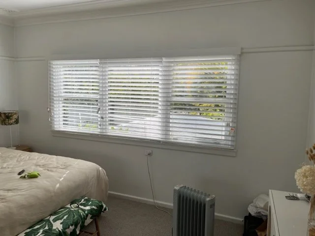 White Urbanwood Venetians for great light control