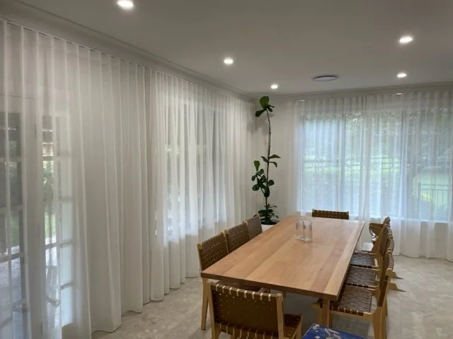 Sheer S-Wave Curtains in Nettex Bali Pearl fabric