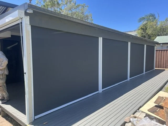 Outside View of four butting Zipscreen Awnings