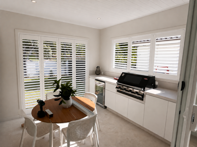 AI Preview of Outdoor Shutters on Alfresco Area