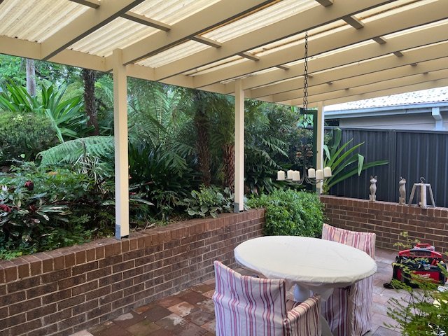 Outdoor entertaining area before installation in Cobbitty