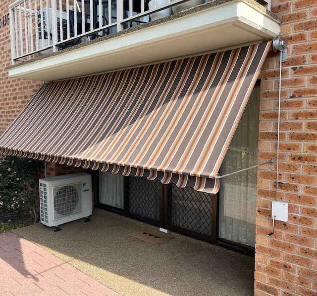 Australian Made Somerton Canvas Fabric on Pivot Arm Awning