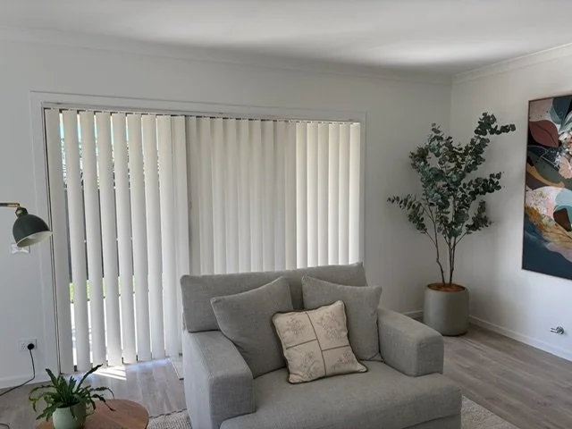 Vertical Drapes in Dawn Panacotta fabric