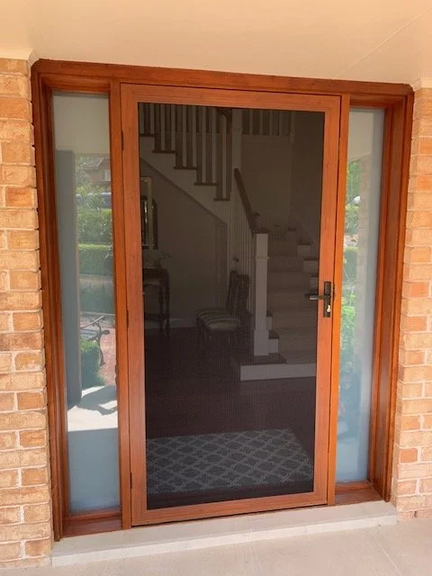 Hinged Supascreen Security Front Door in Woodgrain Colour