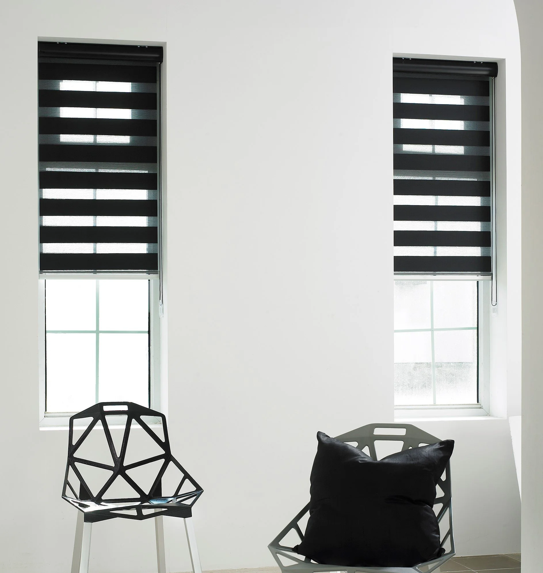Black Dual Shade blinds for that striking look