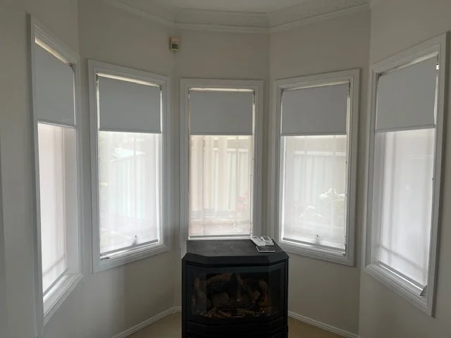 Double Roller Blinds in Bay Window