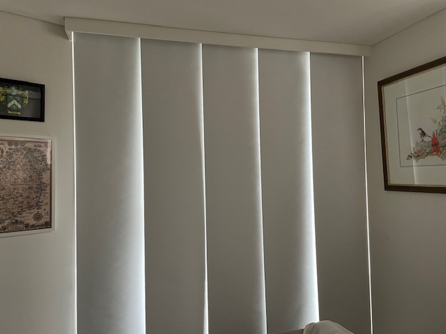 Panel Glide Blind in Uniline Dawn fabric