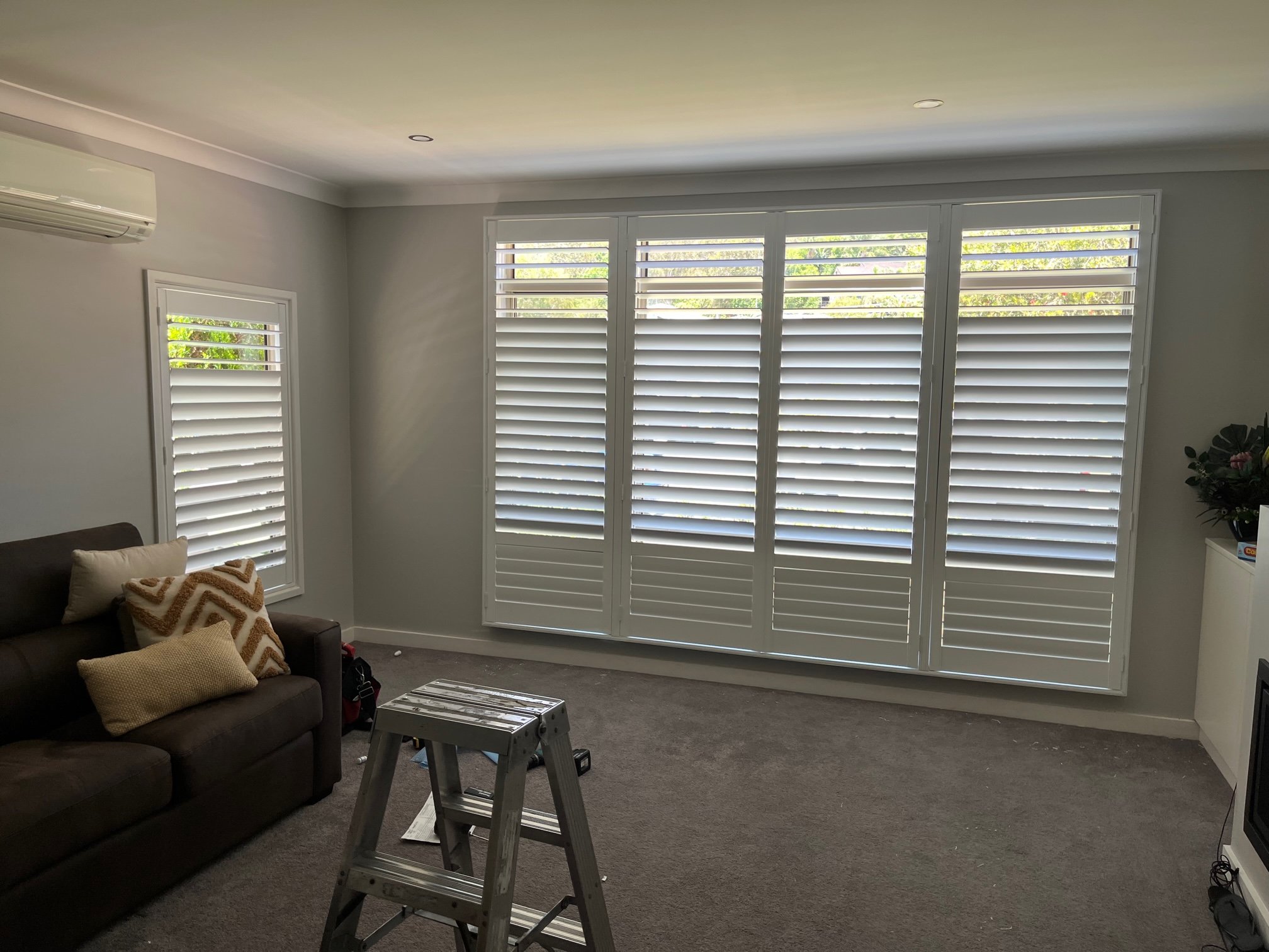 Hinged Plantation Shutters with split tilt option