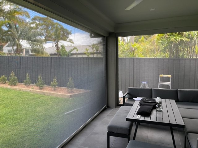 Outdoor Awning in Outlook Mode Monument fabric