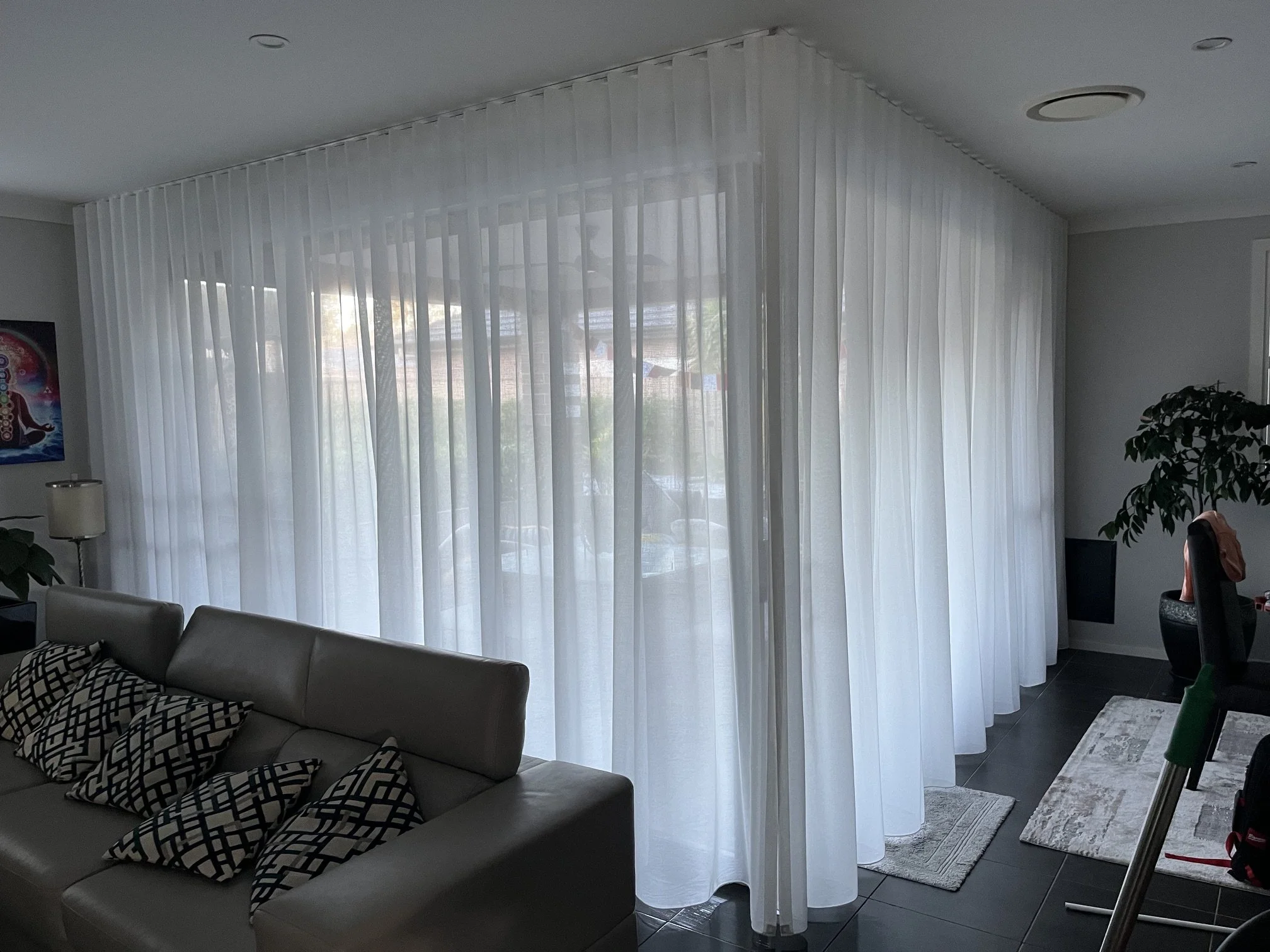 Sheer S-Wave Curtains in Corner Alfresco Doors