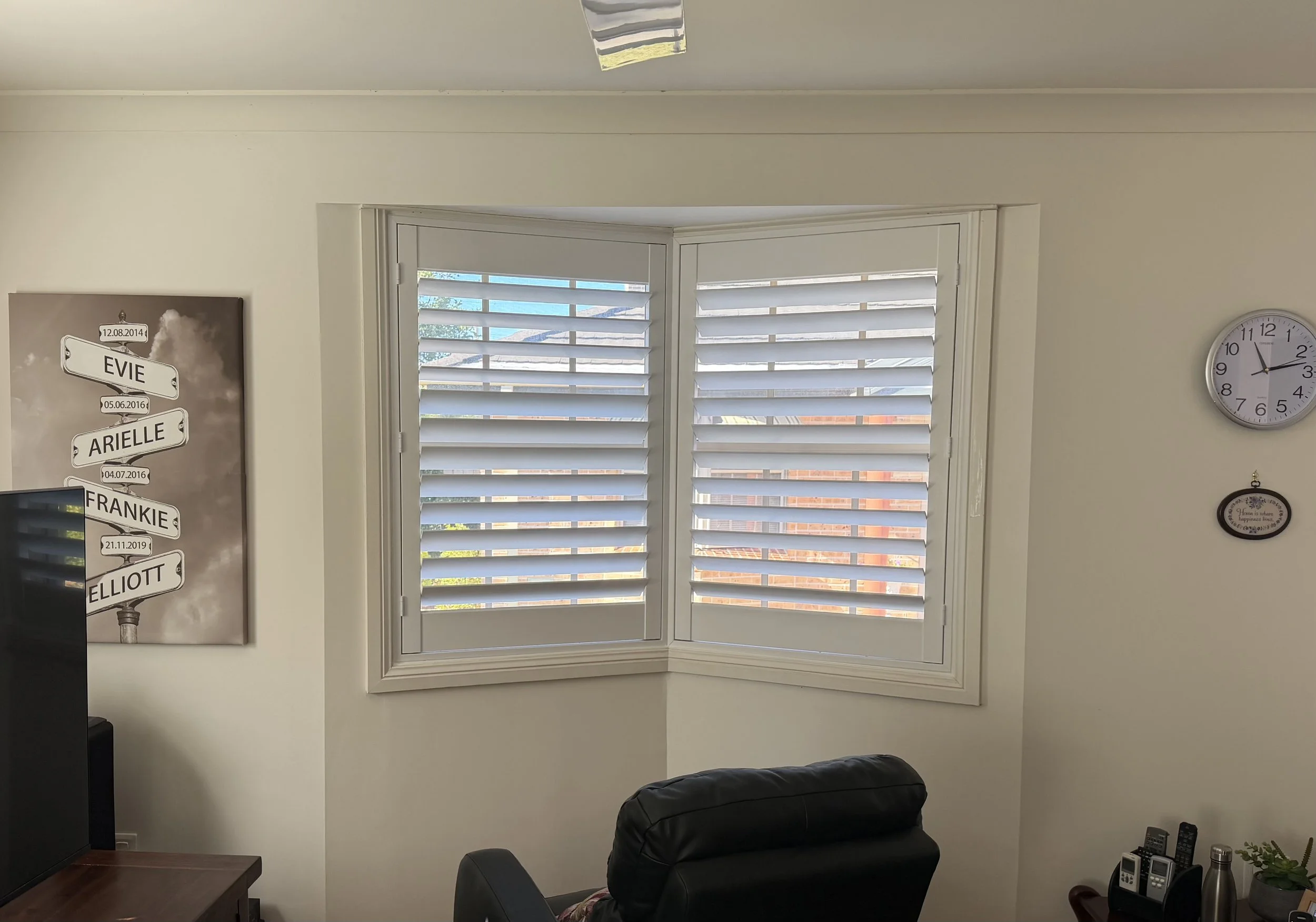 Ecosmart Shutter in Snow White Colour with custom angle post.