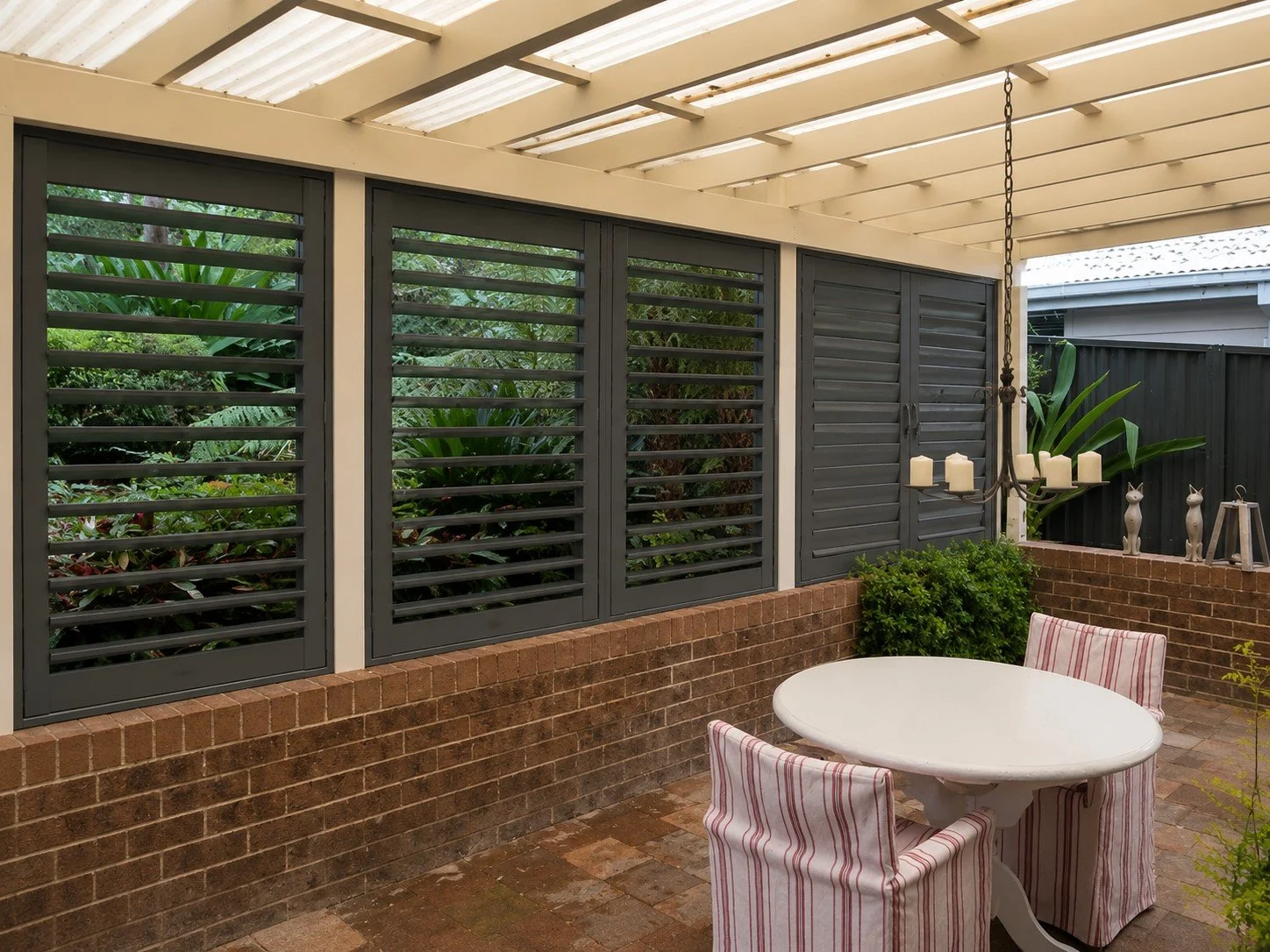 AI preview of outdoor shutters in Cobbitty entertaining area