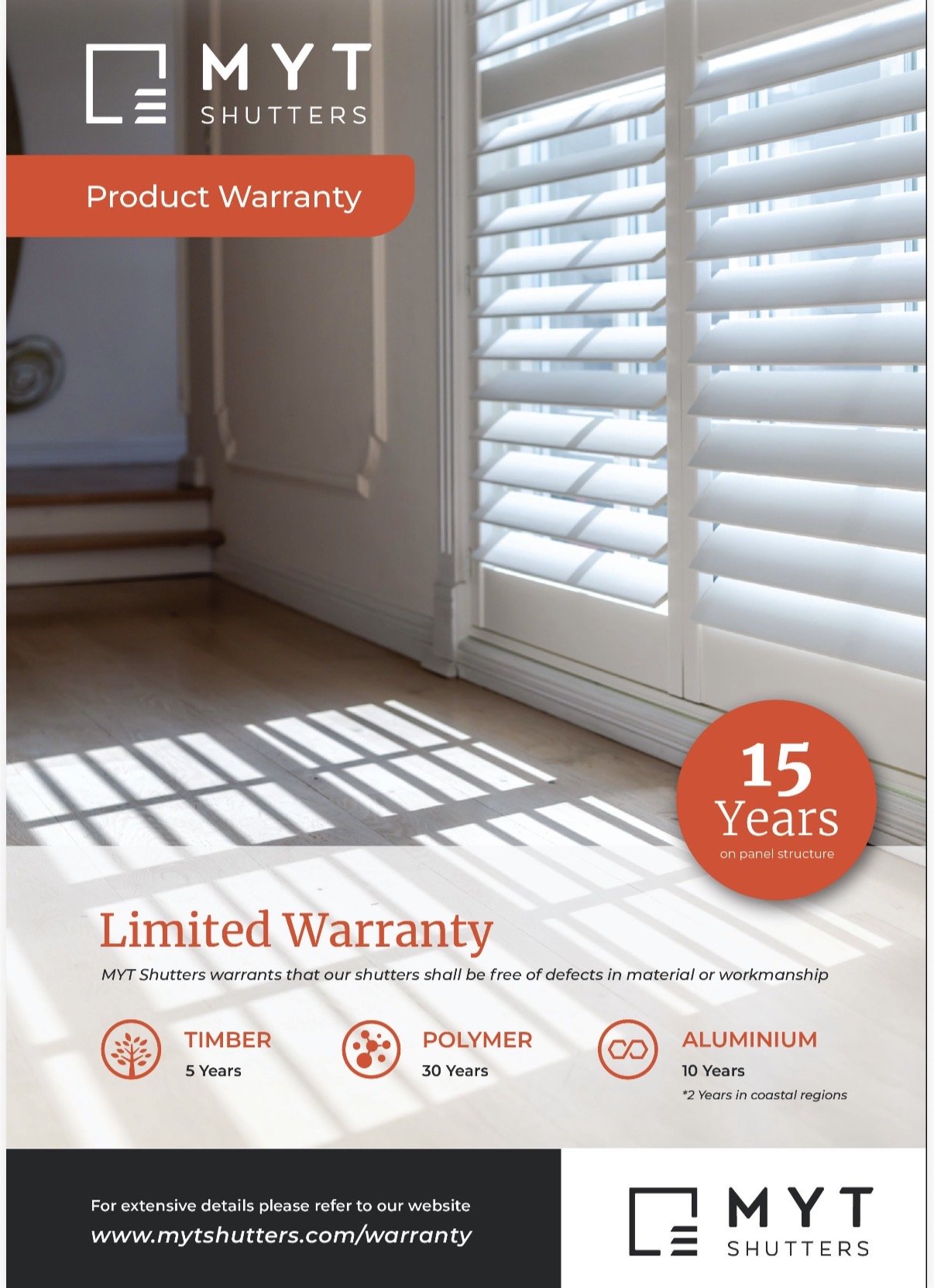 Outdoor shutters warranty information and coverage details