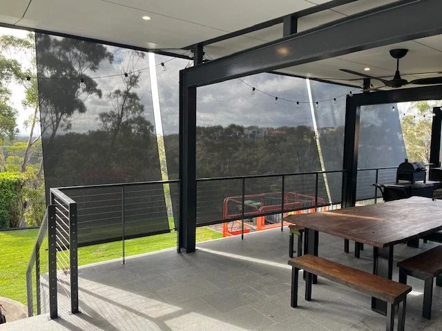 Wire Guide Awnings with Outlook Mode 95 Monument Fabric