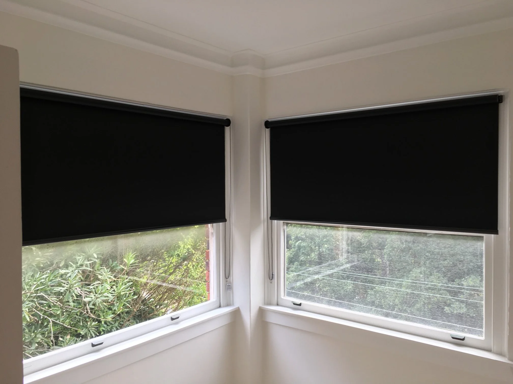 Roller Blinds in Black Coloured Blockout Fabric