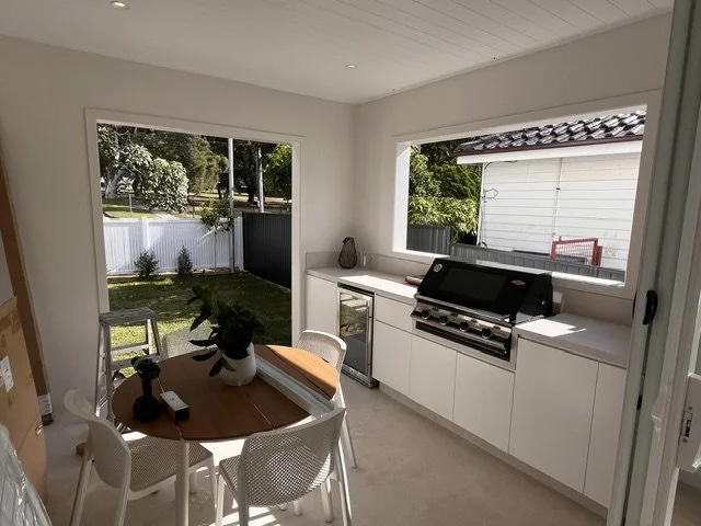 Current outdoor BBQ and entertaining area before shutters installation