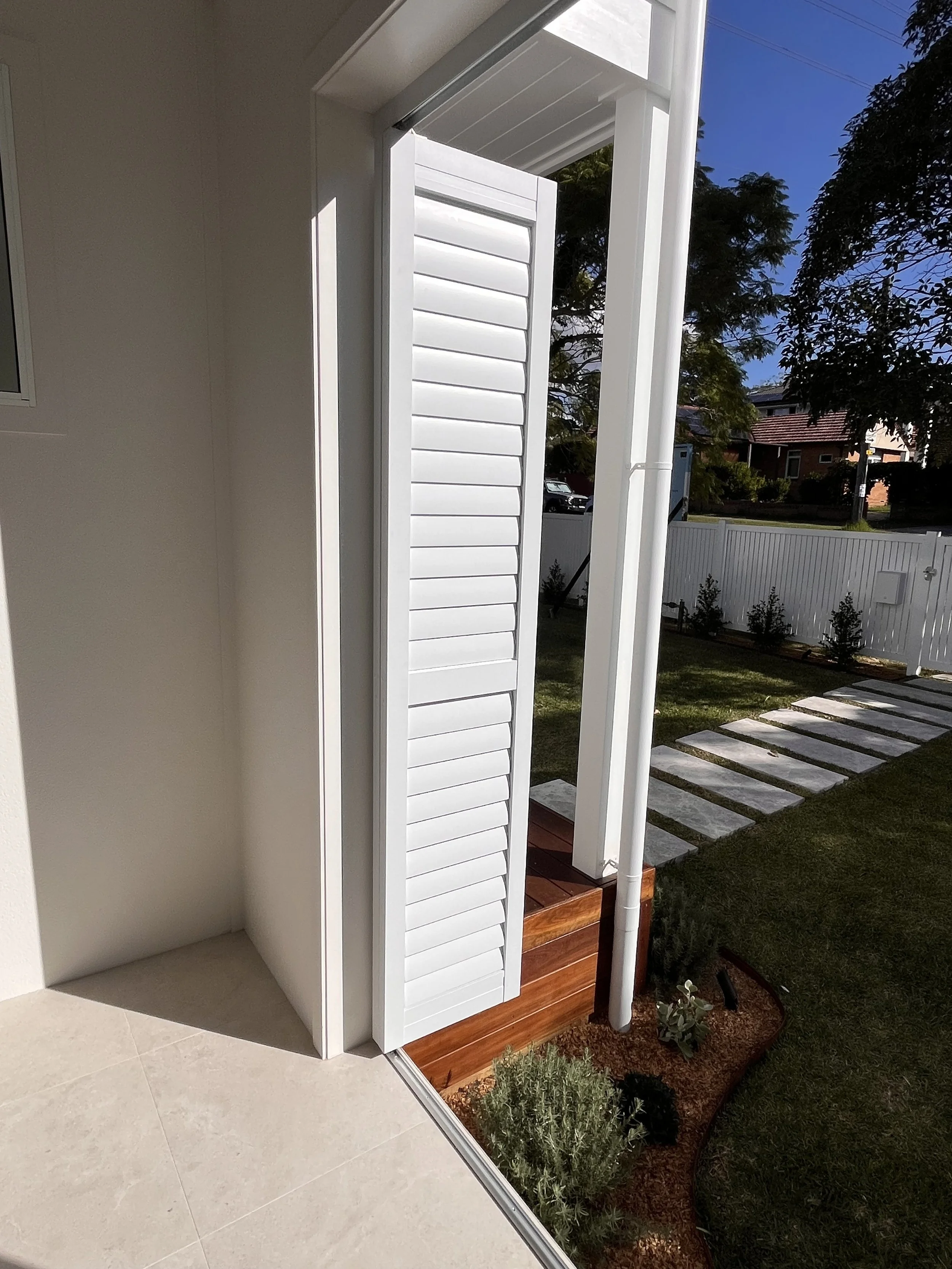 Outdoor Shutters in open position for maximum airflow