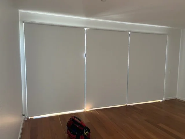 Butting Roller Blinds in Dawn Blockout fabric