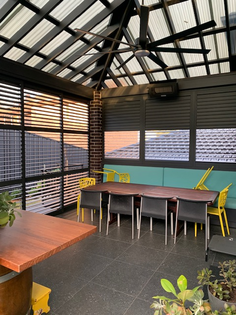 Inside View of our Outdoor Shutters in Monument Colour