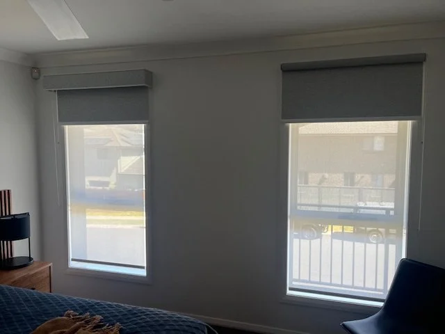 Double Roller Blinds with one Pelmet only to show the difference.