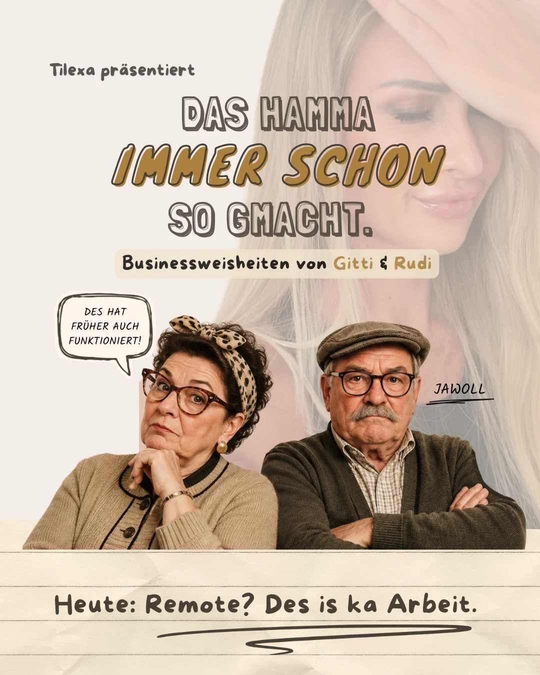 Darf ich vorstellen: Gitti &amp; Rudi.

Die beiden werden euch ab jetzt regelm&auml;&szlig;ig hier begegnen.

Sie sind frei erfunden.
Ihre Meinungen leider nicht.

Und zum Auftakt haben die beiden nat&uuml;rlich gleich einmal ein Problem mit meinem G