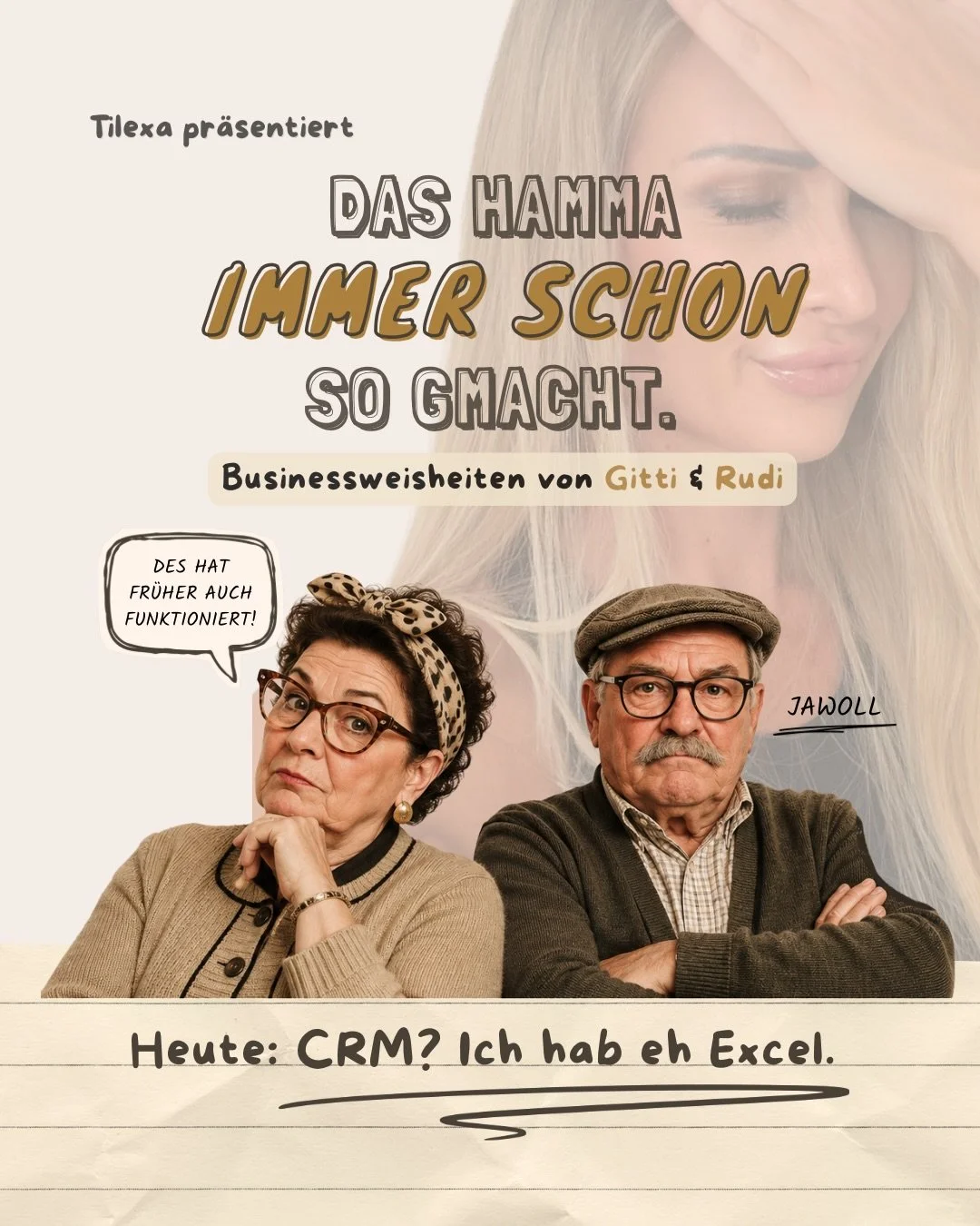 &bdquo;CRM? Brauch ma ned. Wir haben eh Excel.&ldquo;

Ein Satz, bei dem irgendwo gerade ein IT-Mensch nerv&ouml;s zuckt. 

Aber Gitti &amp; Rudi haben ein System.
Und dieses System funktioniert.

Also meistens.
Solange niemand auf Urlaub ist.
Und we