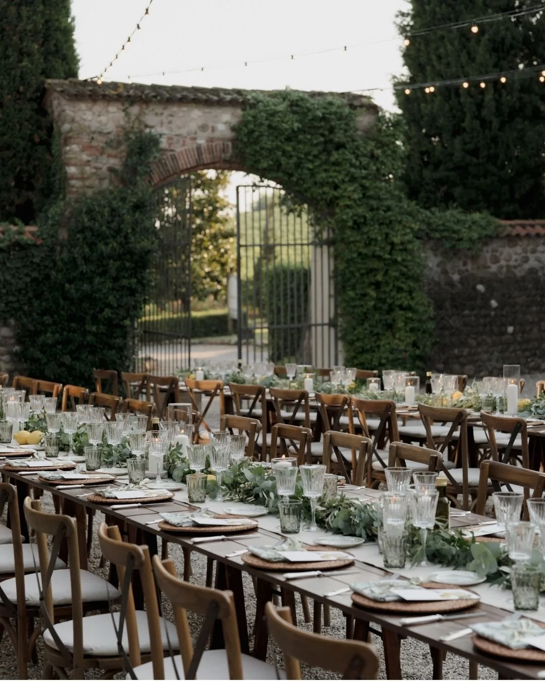 Luxury destination wedding table setup with romantic styling details