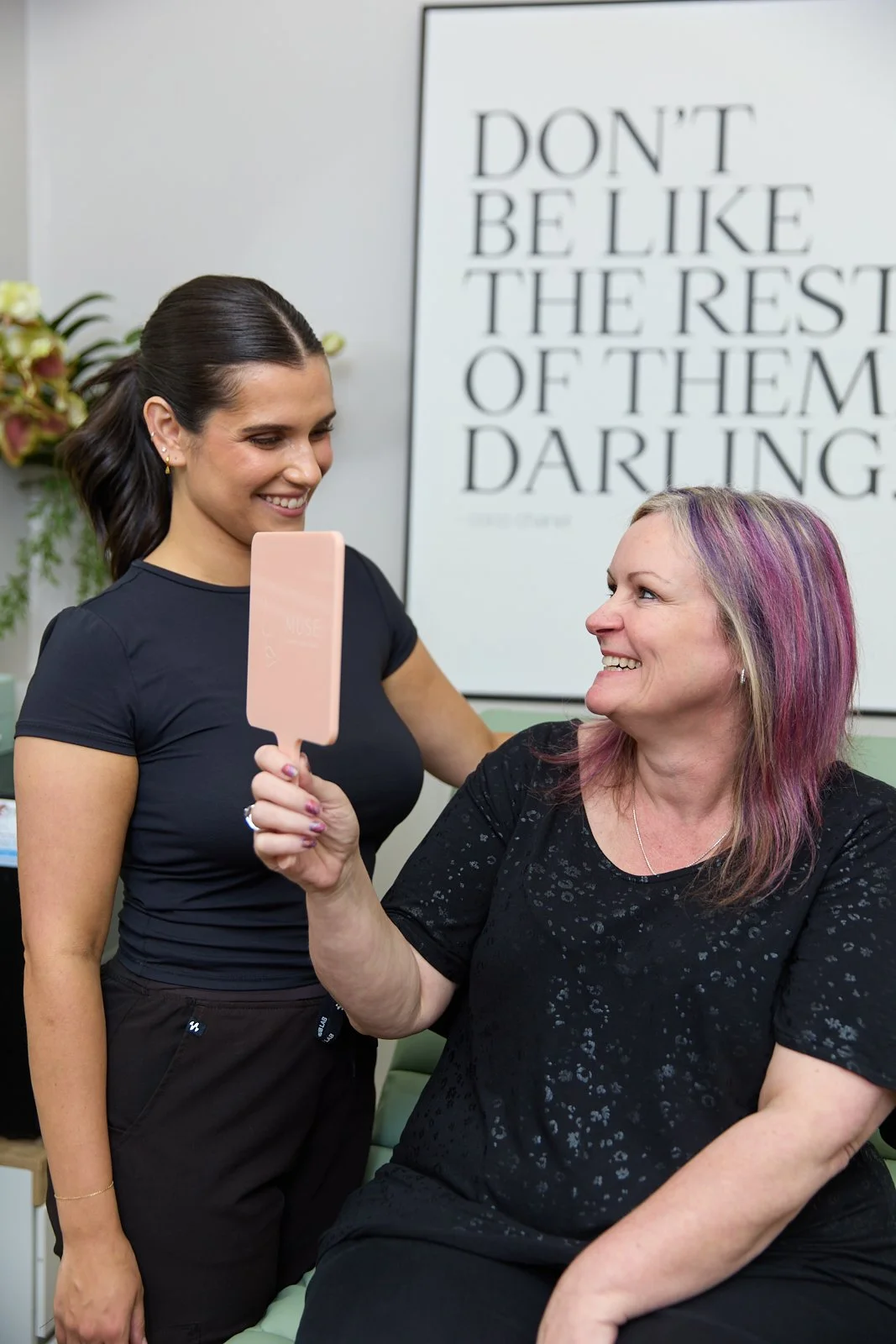 Monique Radatti and a patient at Muse by Monique aesthetic medicine clinic, Eltham VIC.