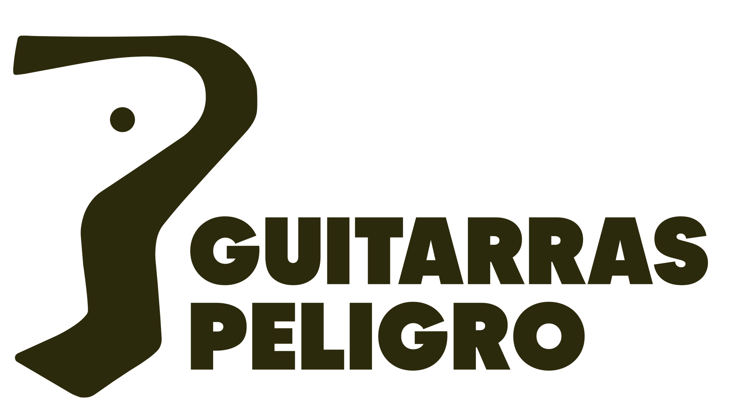 Logo with a stylized guitar neck and the words "Guitarras Peligro" in bold font.