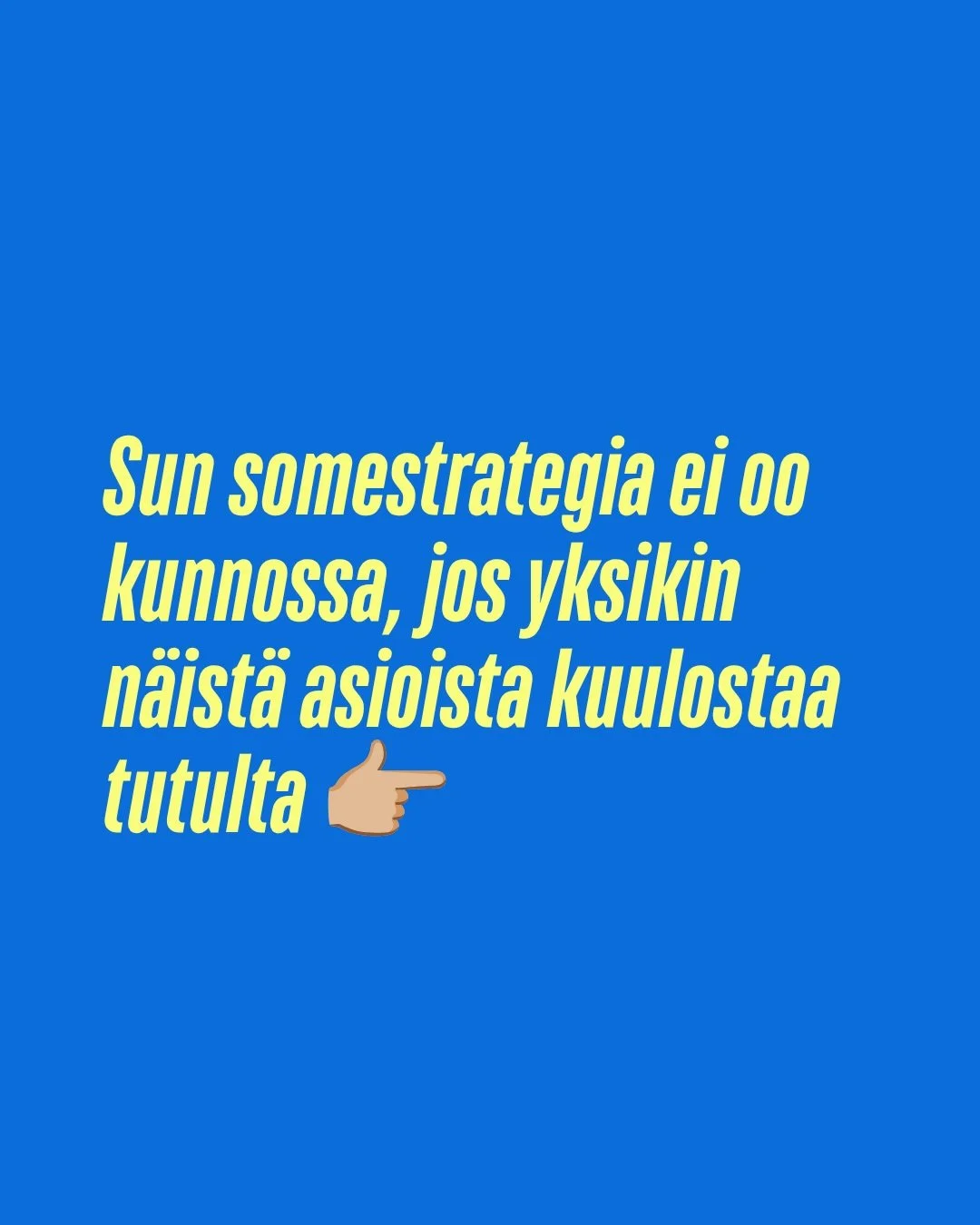 &rdquo;Strategiasta sis&auml;ll&ouml;ksi&rdquo; on intensiivinen workshop-p&auml;iv&auml;, jossa rakennetaan sulle kevyt ja helposti noudatettava somestrategia alusta loppuun &mdash; ja vied&auml;&auml;n se heti my&ouml;s k&auml;yt&auml;nt&ouml;&ouml