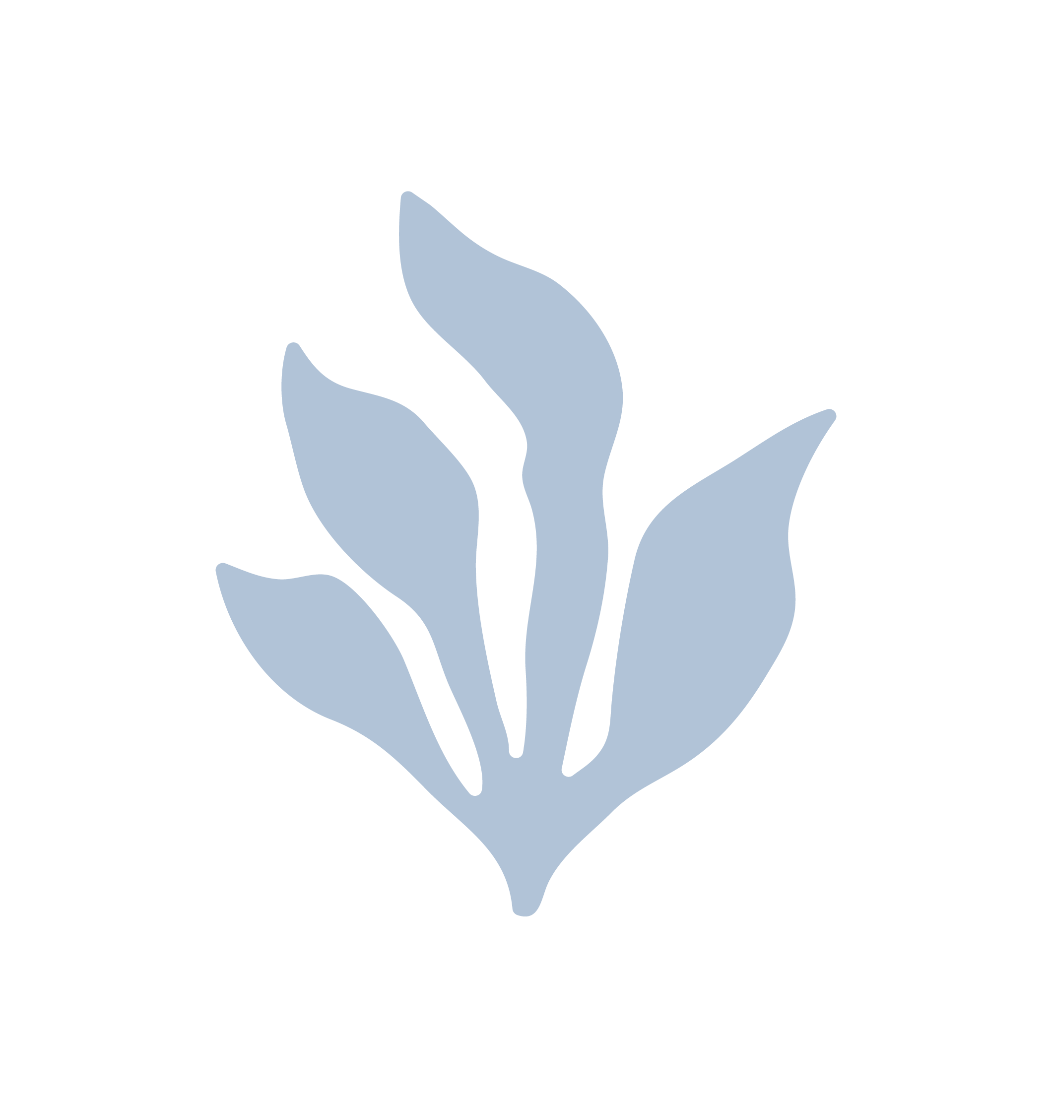 Illustration minimaliste de plusieurs feuilles de couleur bleue sur un fond noir.
