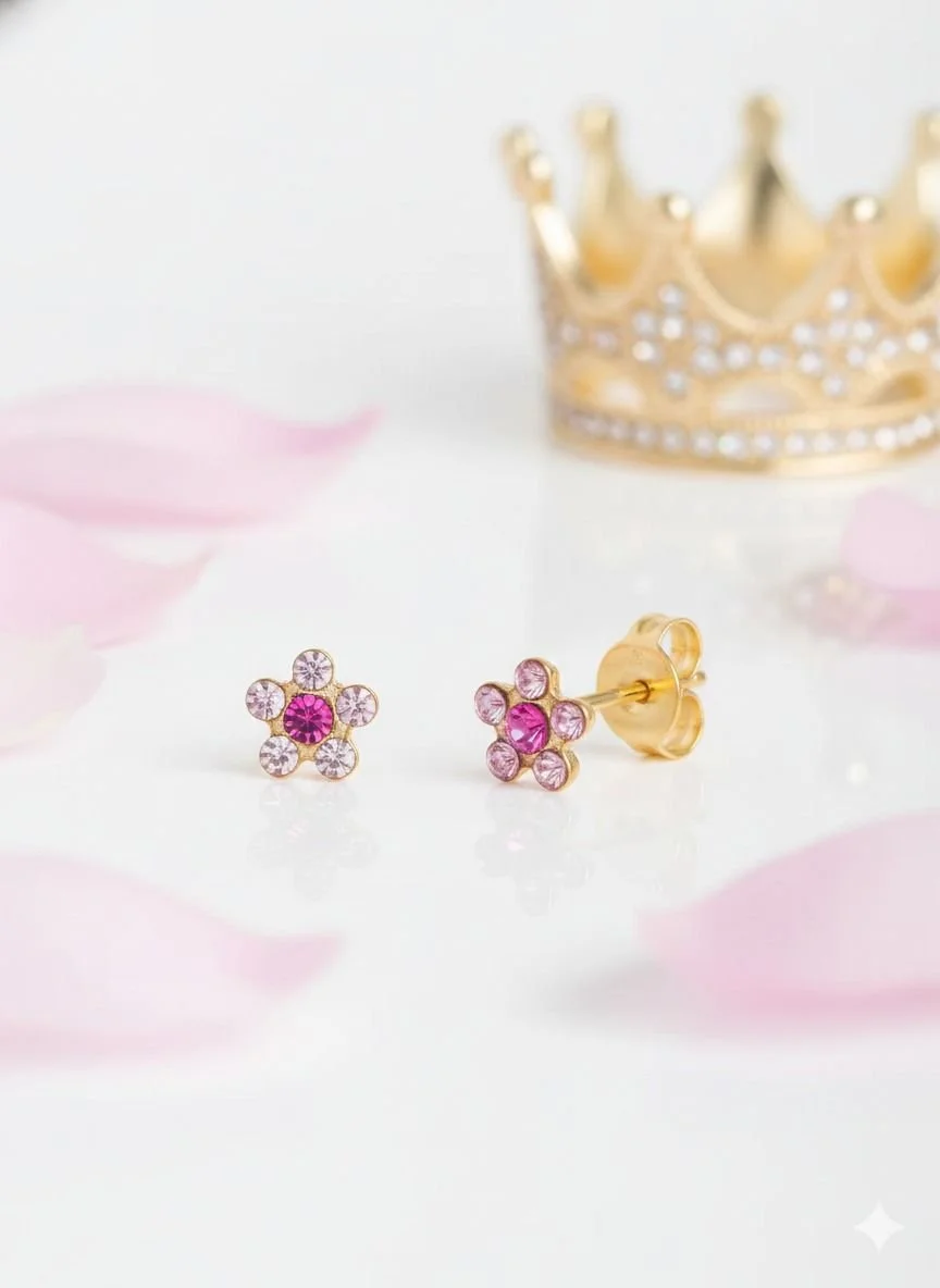 Pink and Silver Flower Earrings🌸