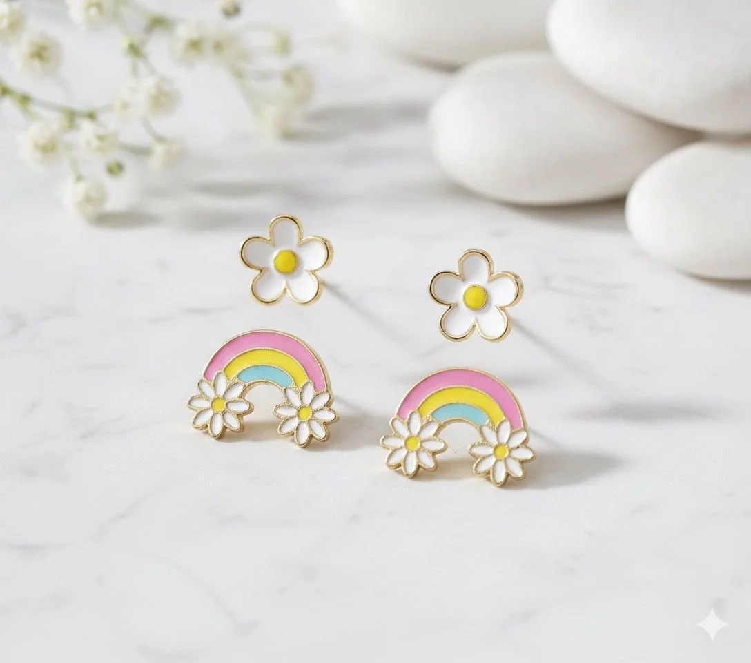 Rainbow & Flower Earring Set 💛