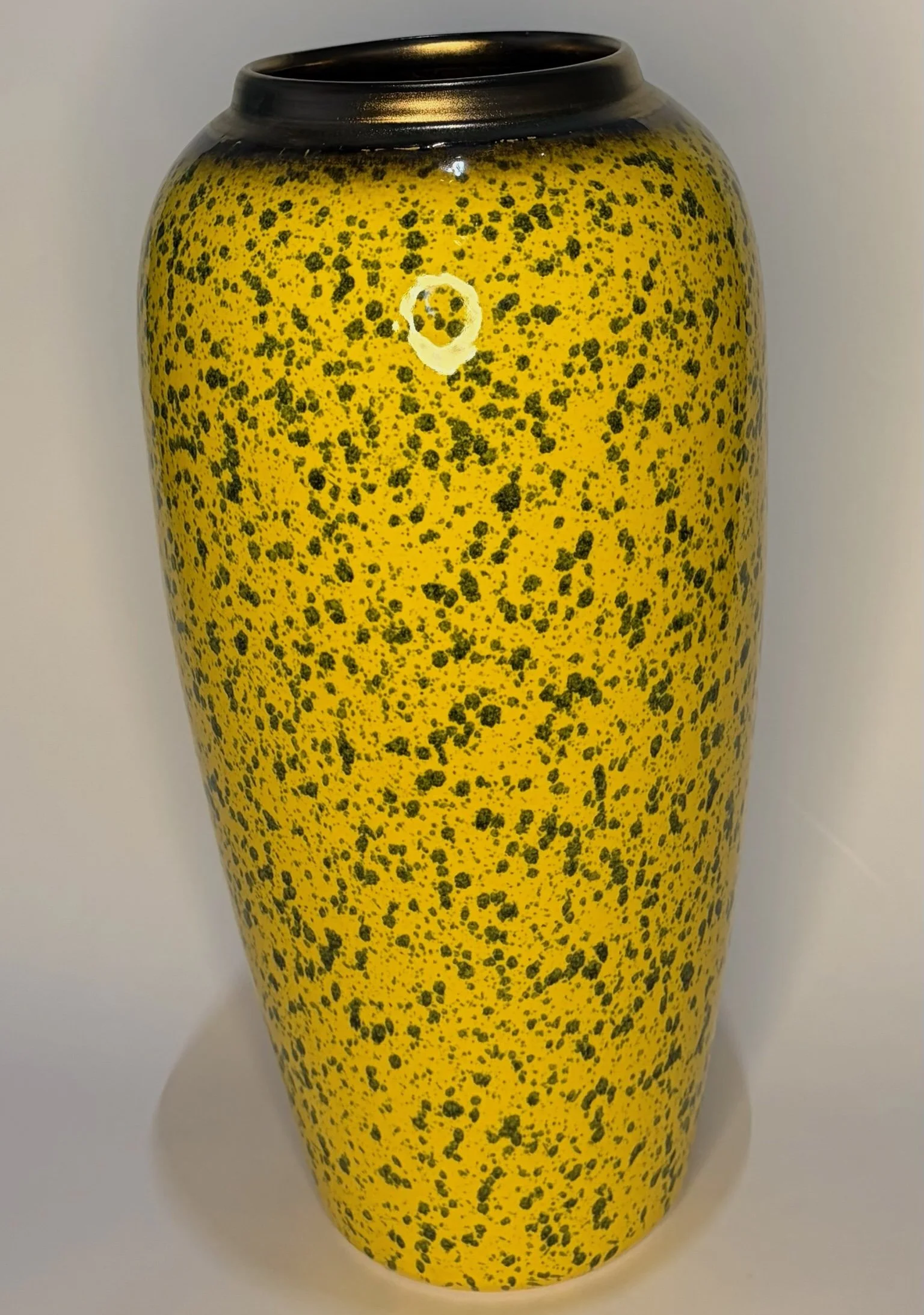 109-tall yellow vase with balck dots.jpeg