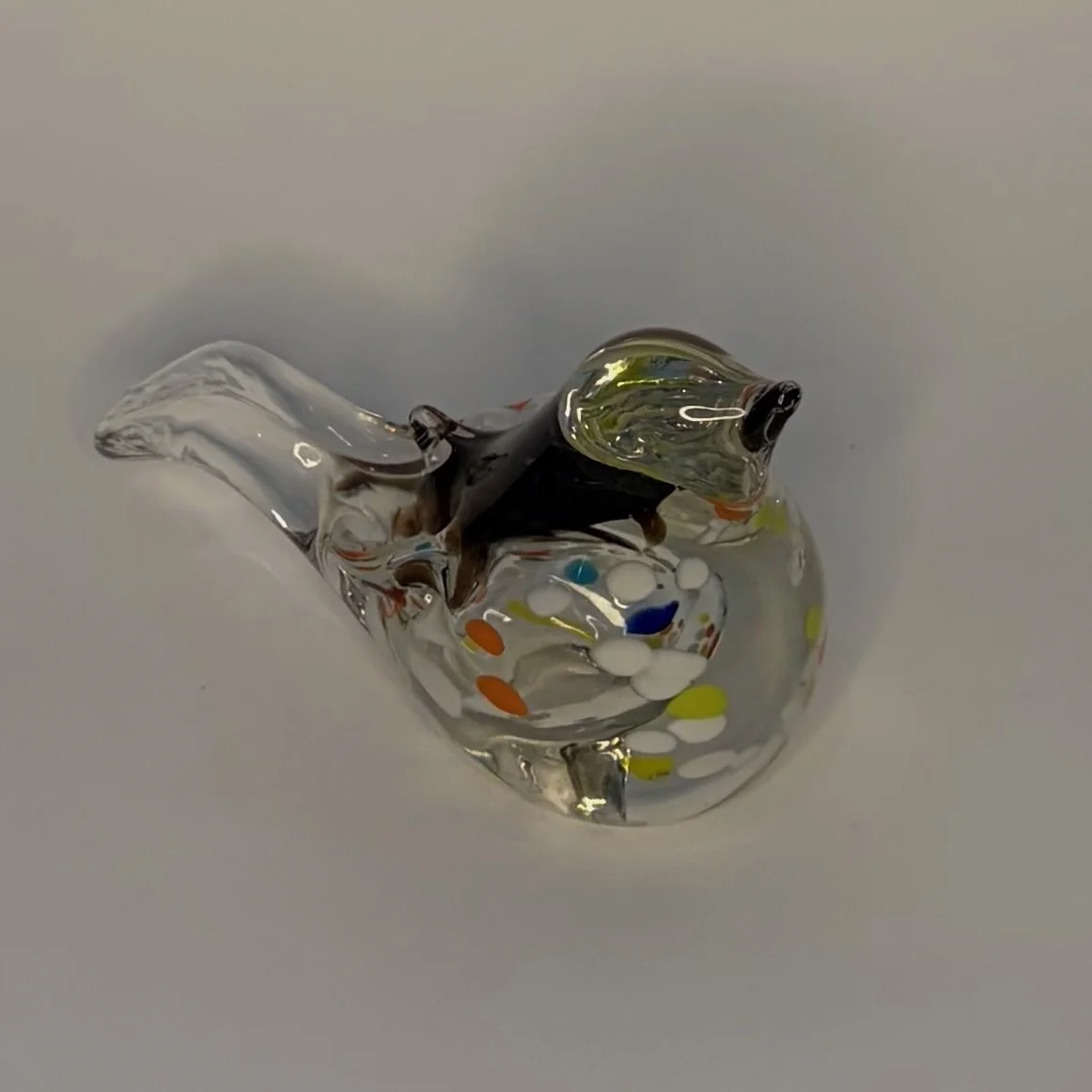 050-clear bird with colourful dotrs.jpeg