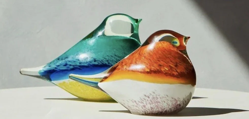 Vibrant Hand-Blown Glass Bird Sculptures