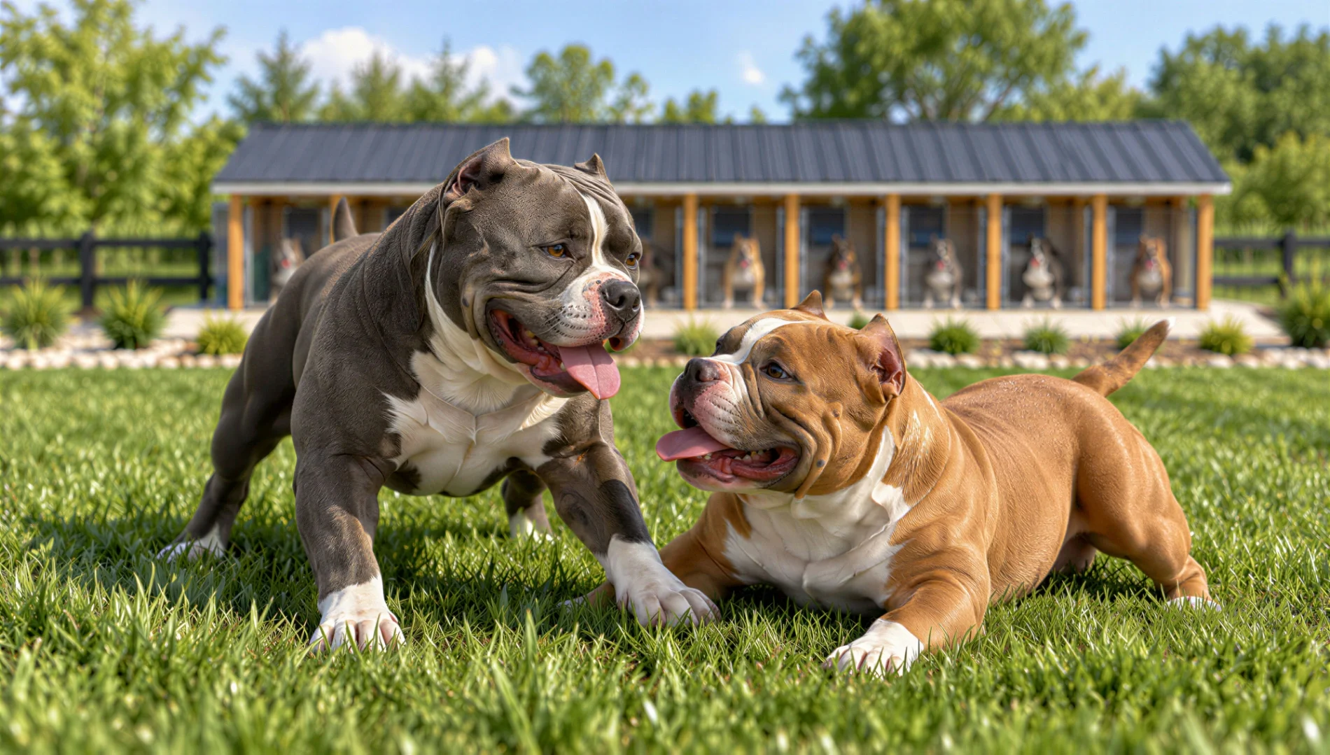 Viking and Blaze outside our kennel