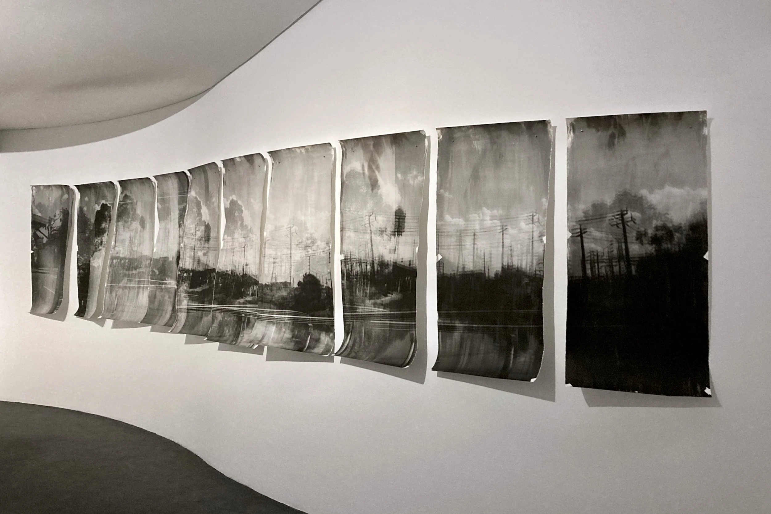 Zo Damage, 2023. Possibilities, gelatin silver polyptych, nails, 7 metres x 1.27 metres overall. Installation variable. Installation view, Bowness Photography Prize Finalist exhibition, MAPh, 2026