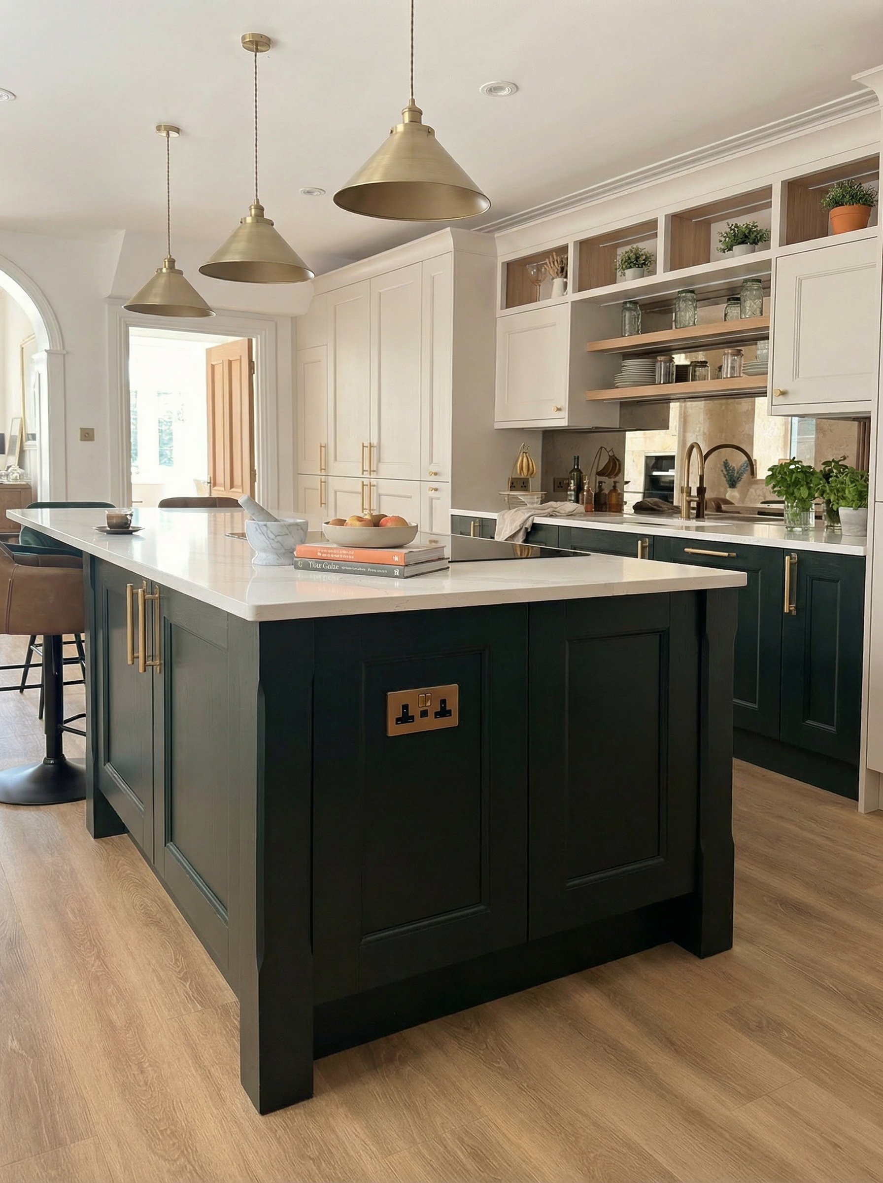 bespoke-british-kitchen-cream-green-shaker-cabinets-brass-hardware-marble-island-2.jpg